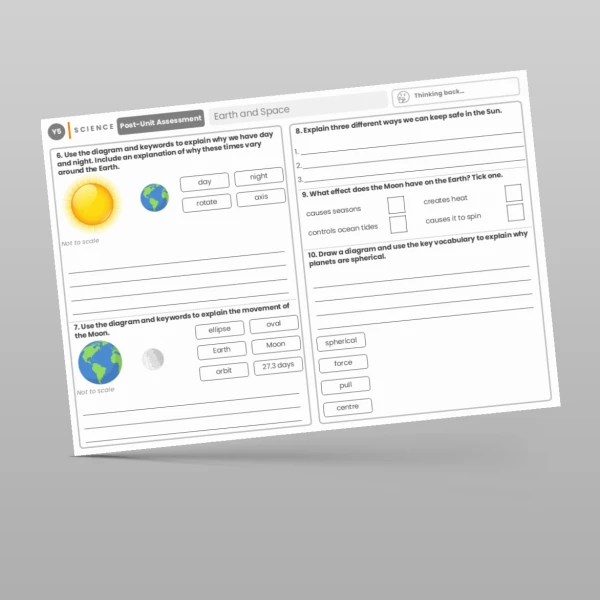 An image of the Earth and Space Post-Unit Assessment Resource