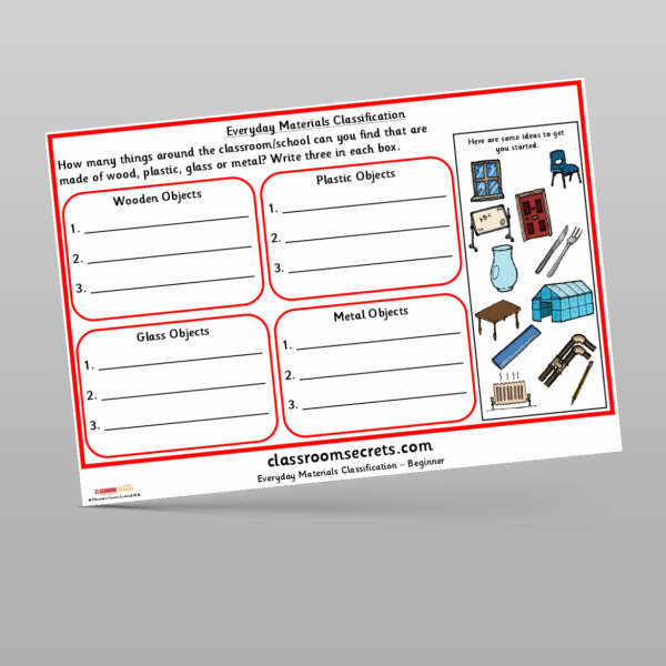 Year 1 Everyday Materials Classification Resource | Classroom Secrets