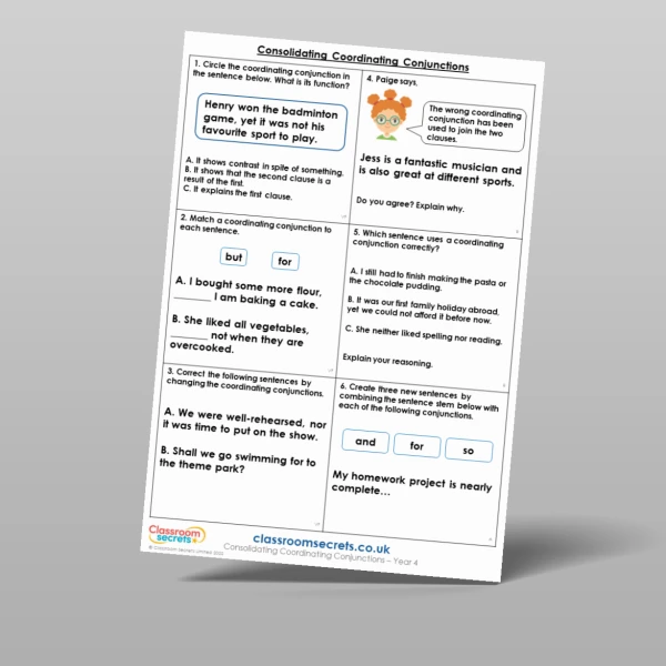 An image of the Consolidating Coordinating Conjunctions Mixed Activity Resource