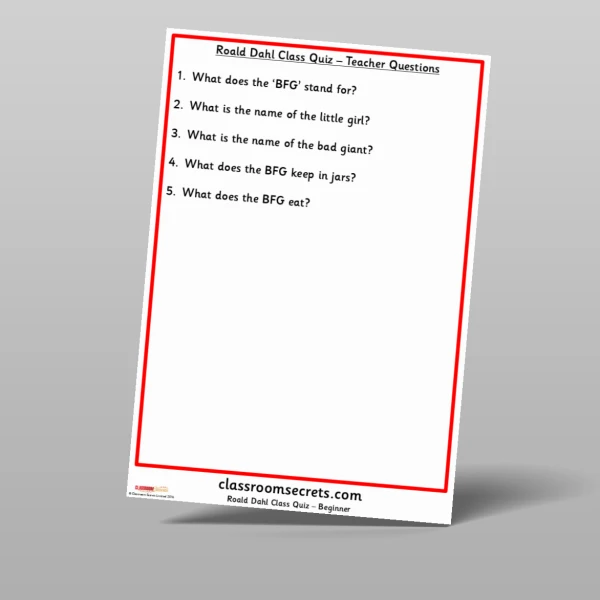 An image of the Roald Dahl Quiz Resource