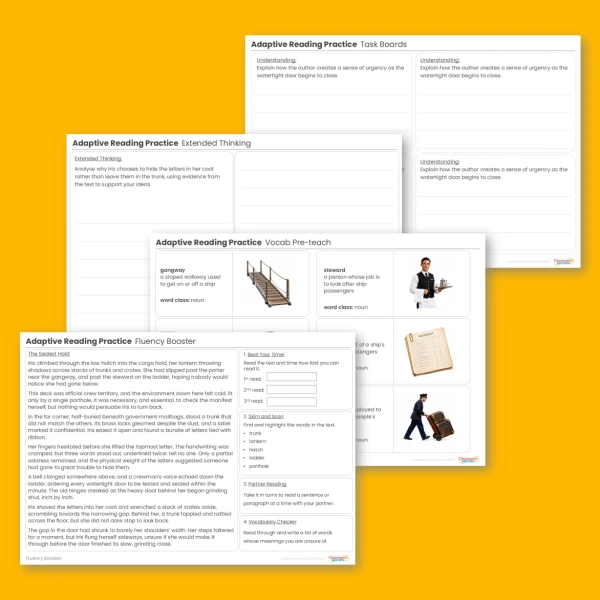 Year 6 Adaptive Reading Practice The Sealed Hold lesson