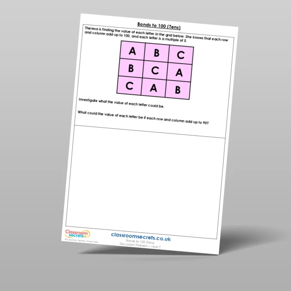An image of the Bonds to 100 (Tens) Discussion Problem Resource