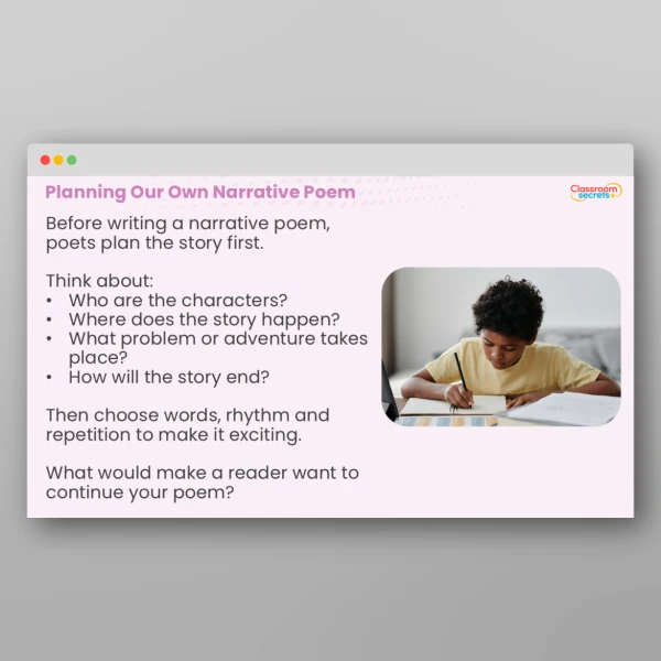 An image of the Narrative Poems Activity Resource