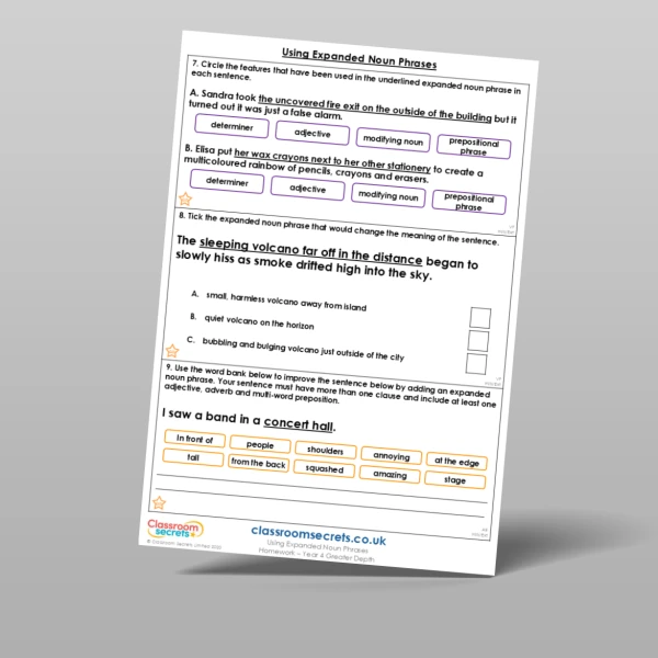 An image of the Using Expanded Noun Phrases Homework Resource