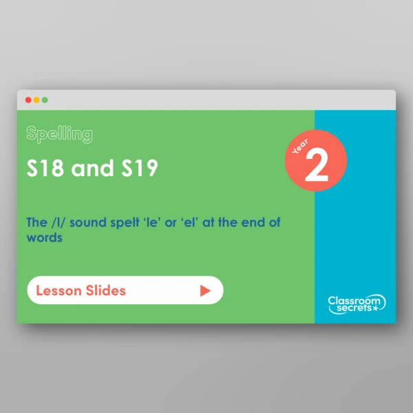 An image of the Spring 1 Week 4 Spelling - S18 and S19 - The /l/ sound spelt ‘le’ or ‘el’ at the end of words Resource