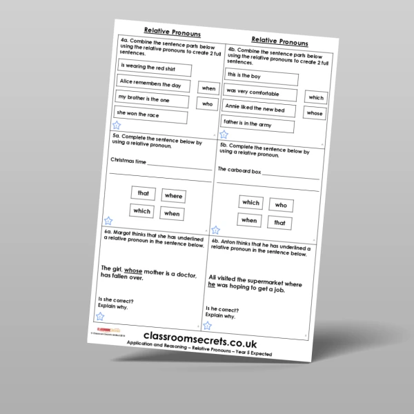 An image of the Relative Pronouns Application and Reasoning Resource