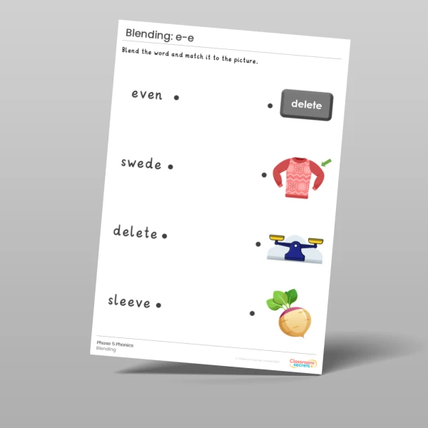 An image of the Phonics Blending Activities: e-e Resource