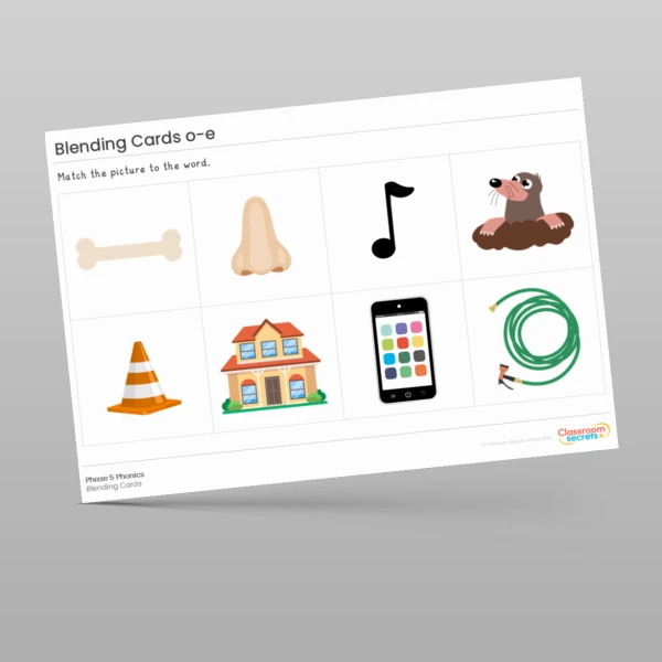 An image of the Blending Cards: o-e Resource