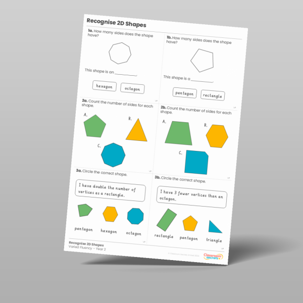 Year 2 Recognise 2d Shapes Varied Fluency Resource | Classroom Secrets