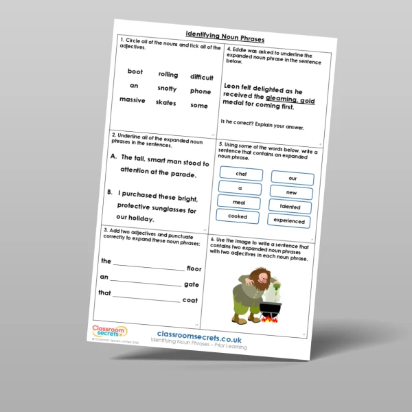 An image of the Identifying Noun Phrases Prior Learning Resource