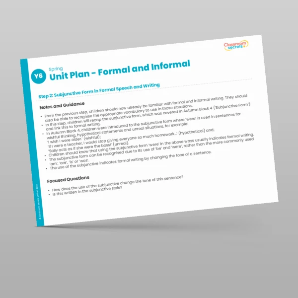 An image of the Formal and Informal Unit Plan Resource