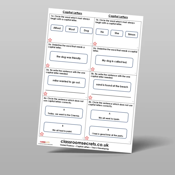 An image of the Free Capital Letters Varied Fluency Resource