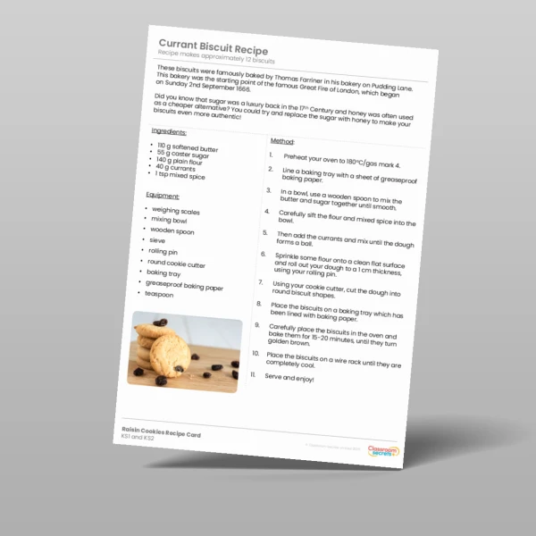 An image of the Ship's Biscuits and Raisin Cookies Recipe Card Resource