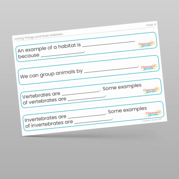 An image of the Living Things and their Habitats Stem Sentences Resource