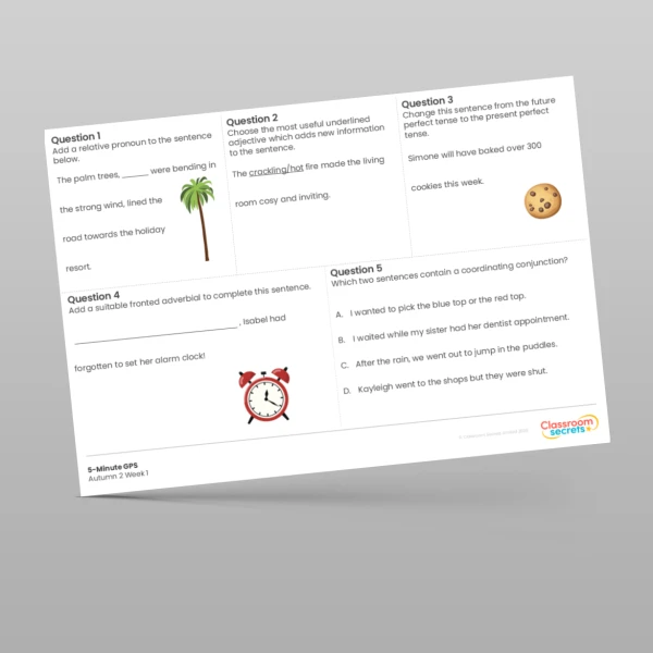 An image of the Free 5-Minute GPS Autumn 2 Week 1 Resource