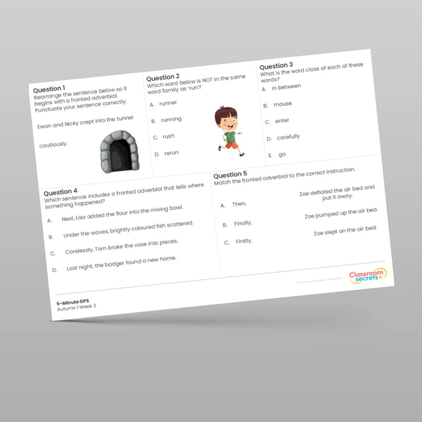 An image of the 5-Minute GPS Autumn 1 Week 3 Resource