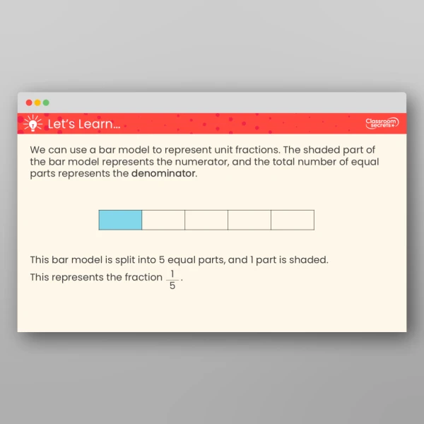 An image of the Compare and Order Unit Fractions Teaching PPT Resource