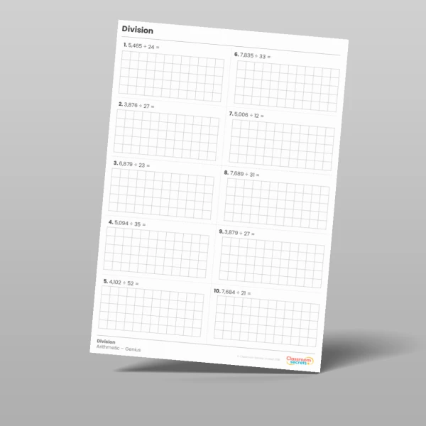 An image of the Division Arithmetic Test Resource
