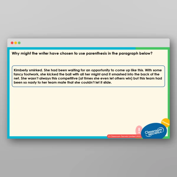 An image of the Parenthesis for Clarity Teaching PPT Resource