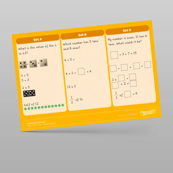 An image of the Summer 1 Week 3 Wake Up and Work Resource