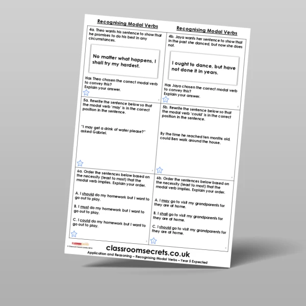 An image of the Recognising Modal Verbs Application and Reasoning Resource