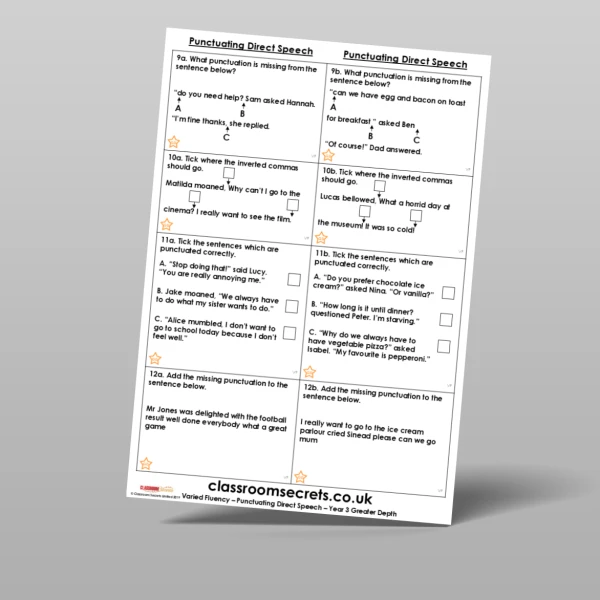 An image of the Punctuating Direct Speech Varied Fluency Resource