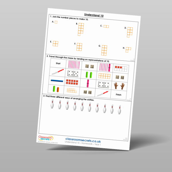 Year 1 Understand 10 Homework Resource | Classroom Secrets