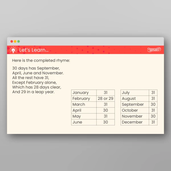 An image of the Years, Months and Days Teaching PPT Resource