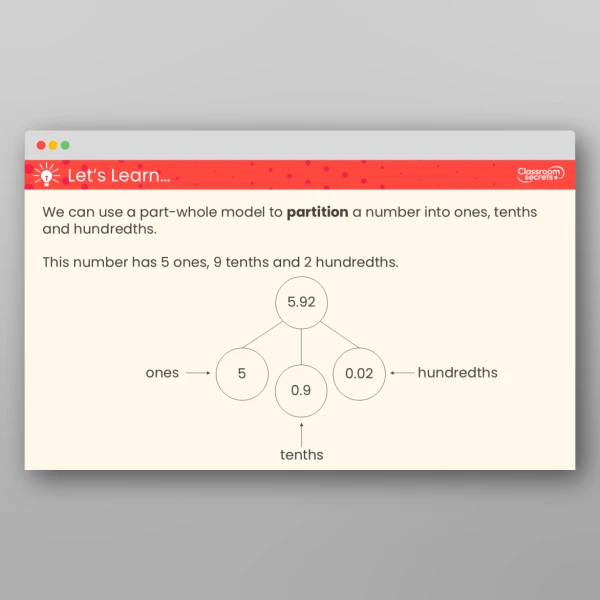 An image of the Partition Decimals Teaching PPT Resource