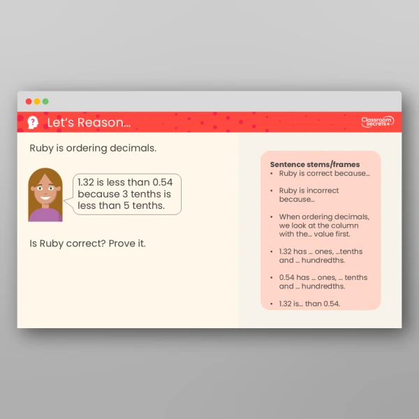 An image of the Order Decimals Teaching PPT Resource
