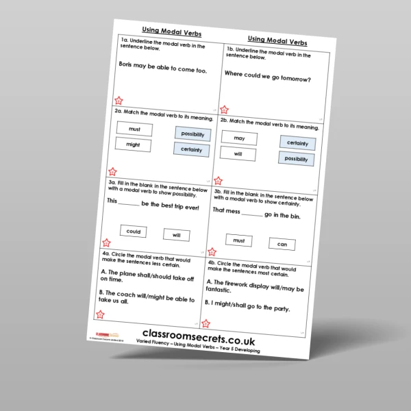 An image of the Using Modal Verbs Varied Fluency Resource
