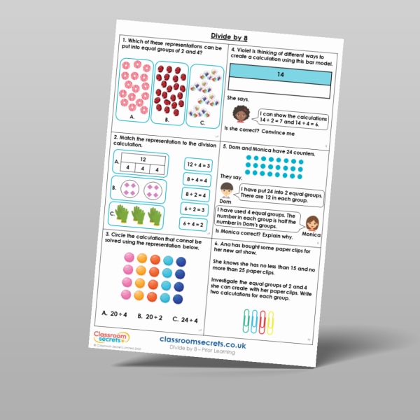 Year 3 Divide By 8 Prior Learning Resource | Classroom Secrets