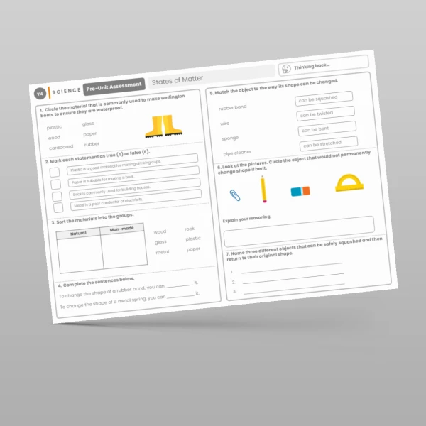 An image of the States of Matter Pre-Unit Assessment Resource