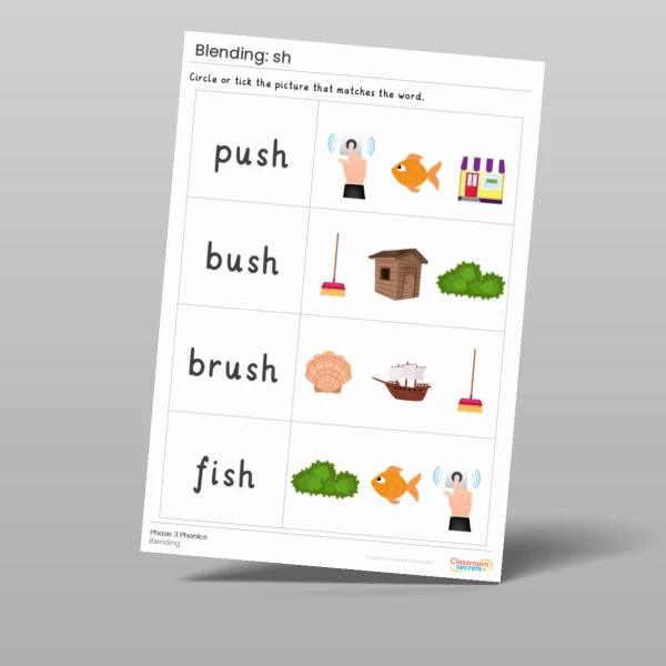 An image of the Phonics Blending Activities: sh Resource