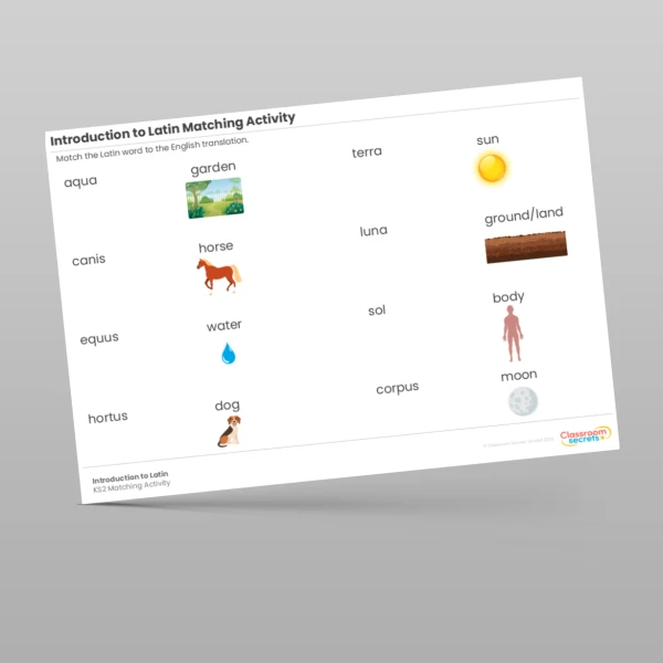 An image of the Introduction to Latin Matching Activity Resource