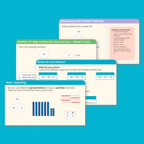 Year 3 Partition Numbers to 100 Place Value Teaching PowerPoint