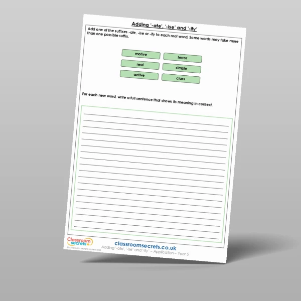 An image of the Adding '-ate', '-ise' and '-ify' Application Resource