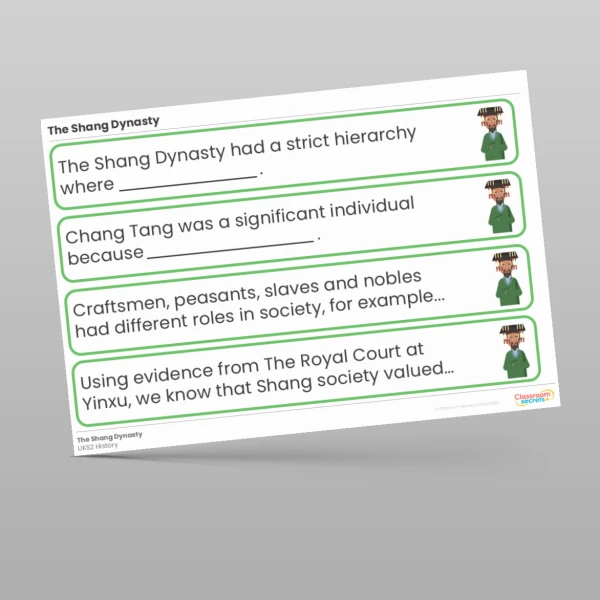 An image of the The Shang Dynasty Stem Sentences Resource