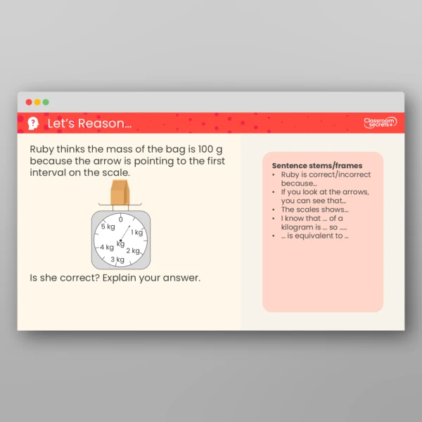 An image of the Equivalent Masses (Kilograms and Grams) Teaching PPT Resource