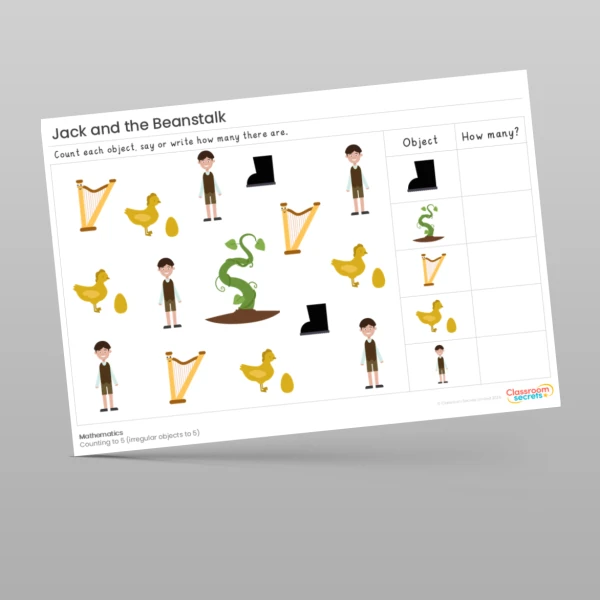 An image of the Jack and the Beanstalk Traditional Tales Maths Activities Resource