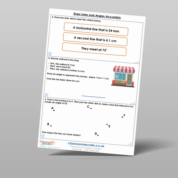 An image of the Draw Lines and Angles Accurately Homework Resource