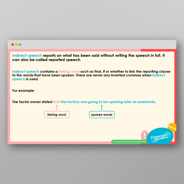 Year 4 Direct Or Indirect Speech Teaching Ppt Resource | Classroom Secrets