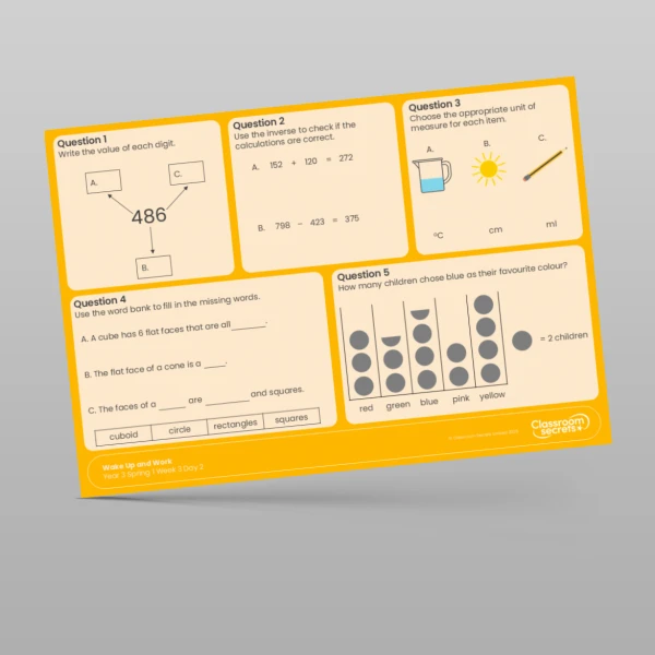 An image of the Spring 1 Week 3 Wake Up and Work Resource