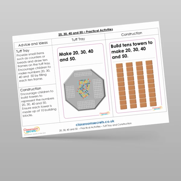An image of the 20, 30, 40 and 50 Practical Activities Resource