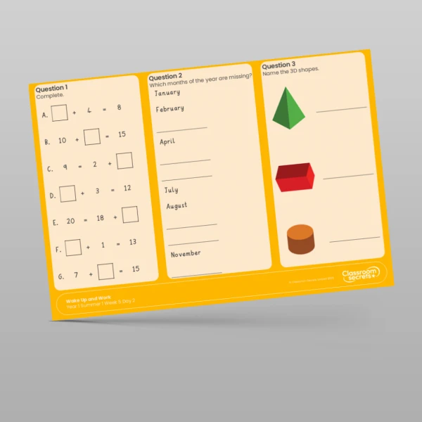 An image of the Summer 1 Week 5 Wake Up and Work Resource