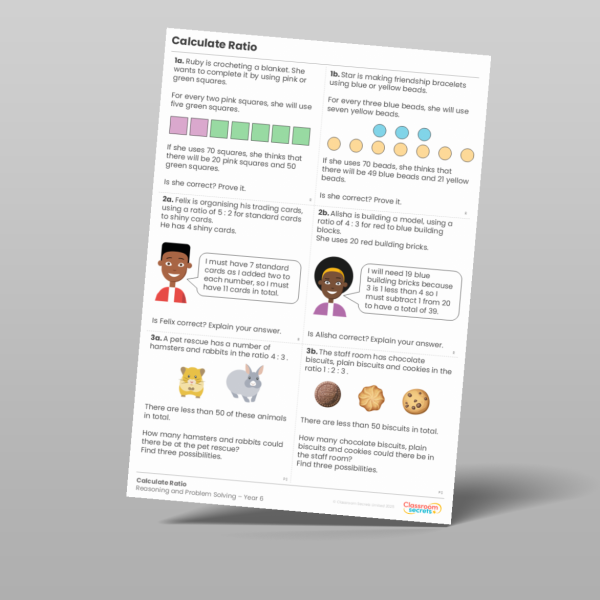 Year 6 Calculate Ratio Reasoning And Problem Solving Resource ...