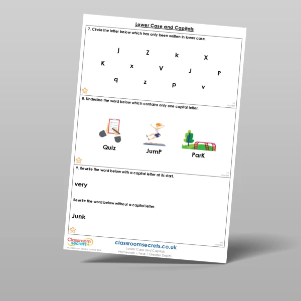 An image of the Lower Case and Capitals Homework Resource