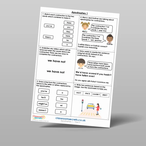 An image of the Apostrophes 1 Mixed Activity Resource