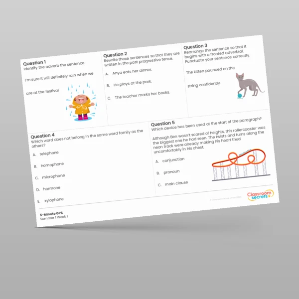 An image of the 5-Minute GPS Summer 1 Week 1 Resource