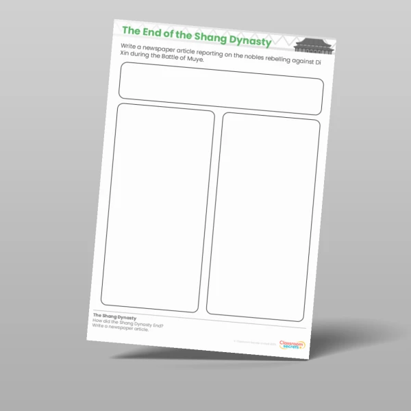 An image of the The Shang Dynasty How did the Shang Dynasty End? Worksheet Resource